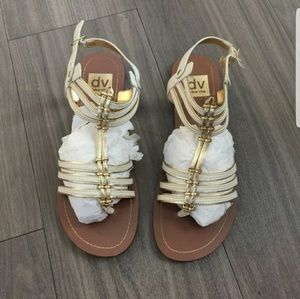 Dolce Vita White Cream and Gold Sandals